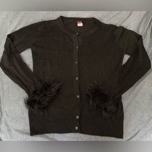 Sweetlove Sweater with Black/Faux-Fur Poodle-Bob Detailing Women’s sz L NEW